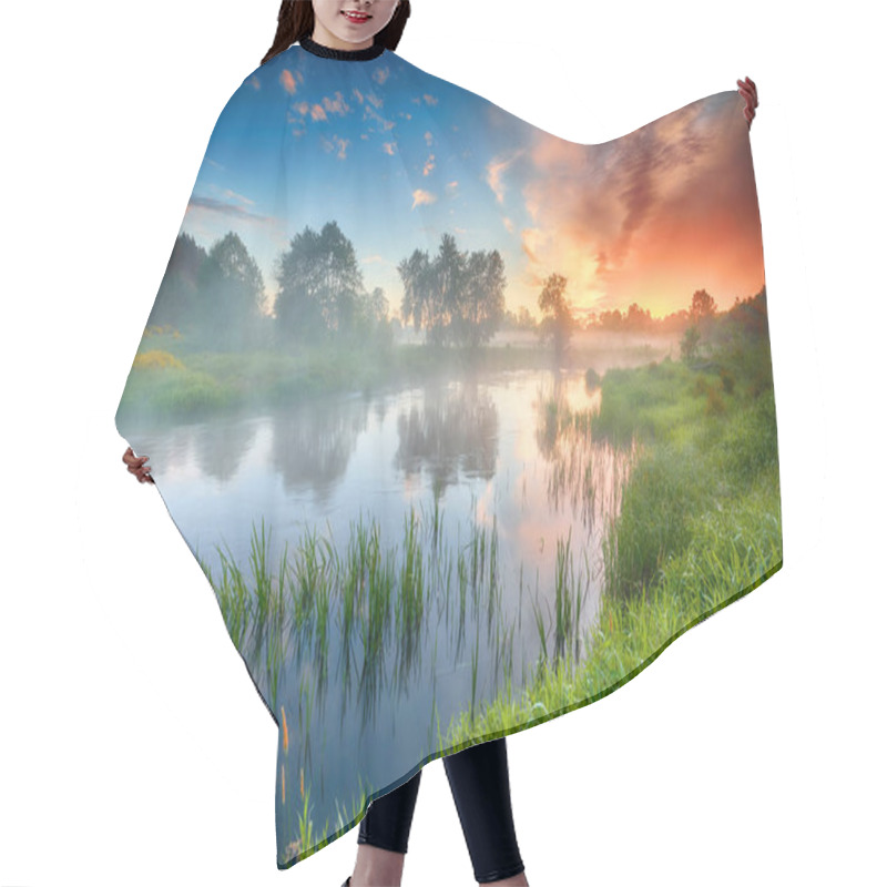 Personality  Beautiful Summer Sunrise Over River Banks Hair Cutting Cape