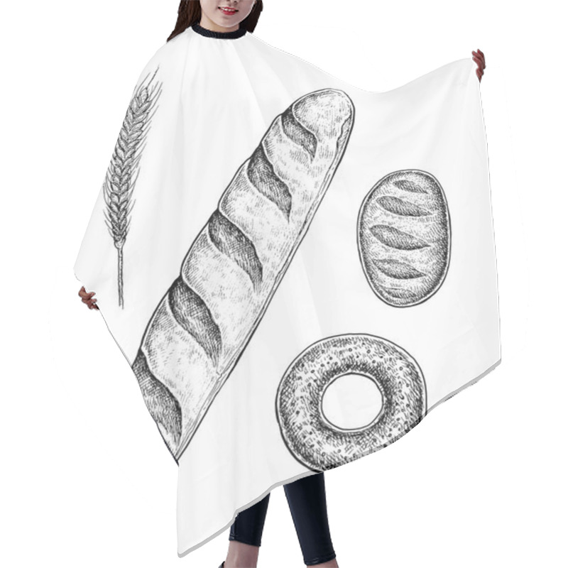 Personality  Black And White Hand Drawn Sketches Of Pastry Baked Goods Hair Cutting Cape