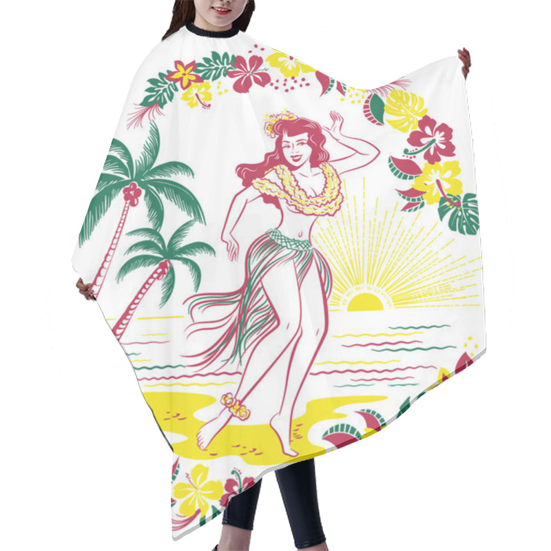 Personality  Hula Girl On A Tropical Island Beach Hair Cutting Cape