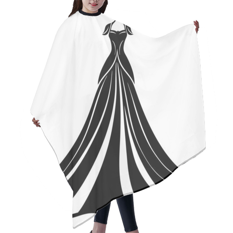 Personality  Regal Flowing Gown Dress For Girls Modern Fashion Vector Art Design Hair Cutting Cape