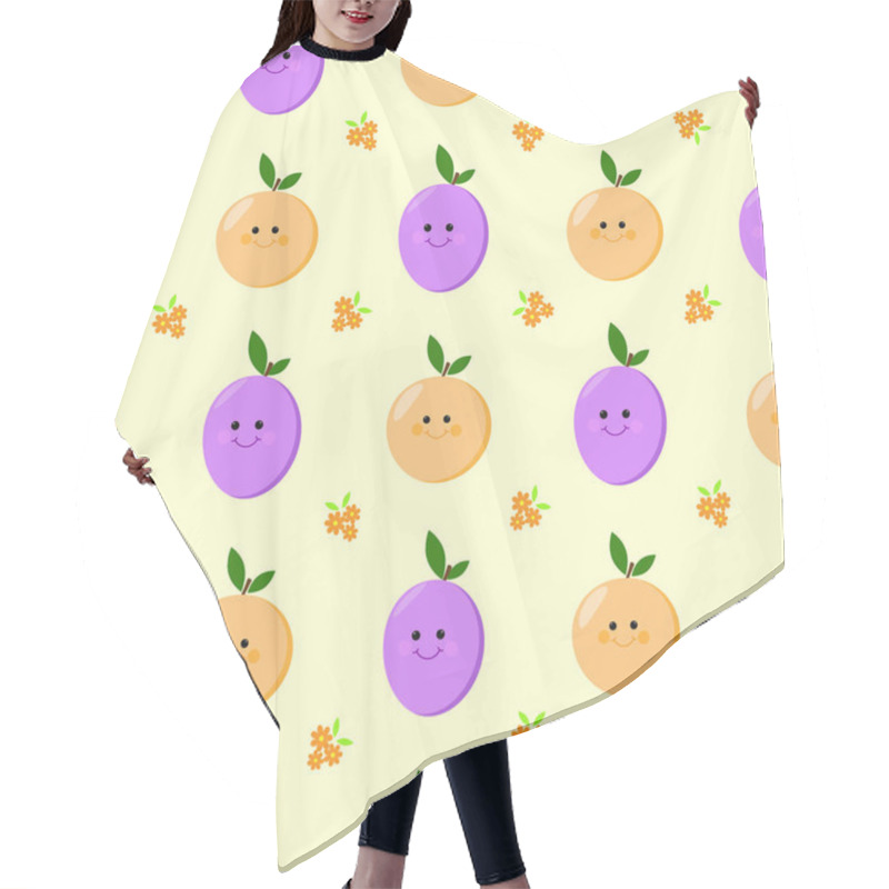 Personality  Plum Apricot Seamless Pattern Cartoon Vector Hair Cutting Cape