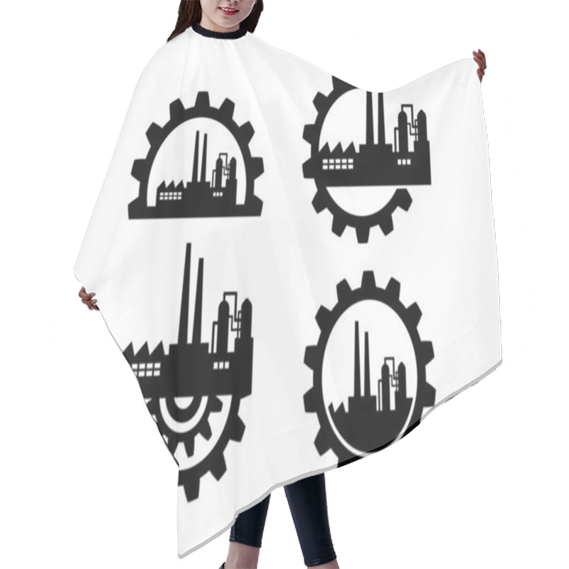 Personality  Industrial Icons On White Background Hair Cutting Cape