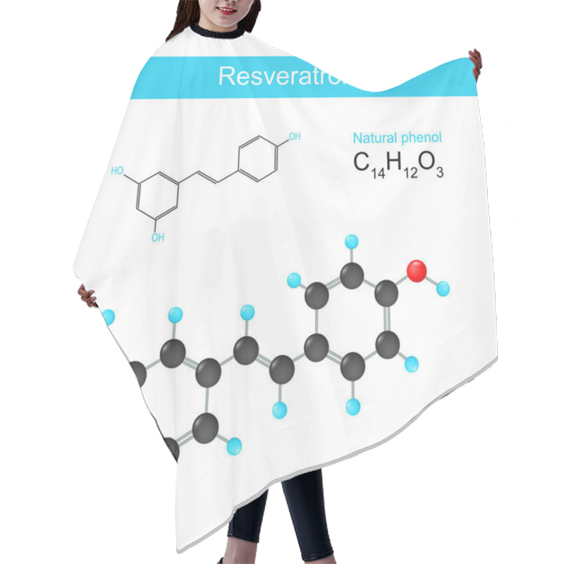 Personality  Resveratrol. Structural Chemical Formula Of Resveratrol. Skeletal Formula Of A Natural Phenol. Stilbenoid That Improves Lifespan. Vector Illustration Hair Cutting Cape