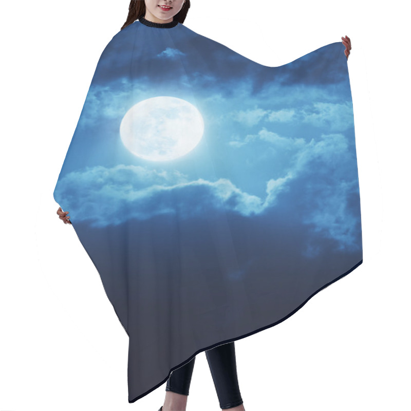 Personality  Dramatic Moonrise Background With Deep Blue Nightime Sky And Clouds Hair Cutting Cape