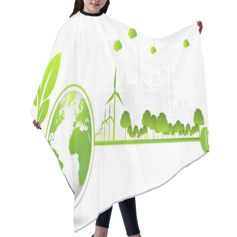 Personality  Ecology Concept And Environmental ,Banner Design Elements For Sustainable Energy Development, Vector Illustration Hair Cutting Cape