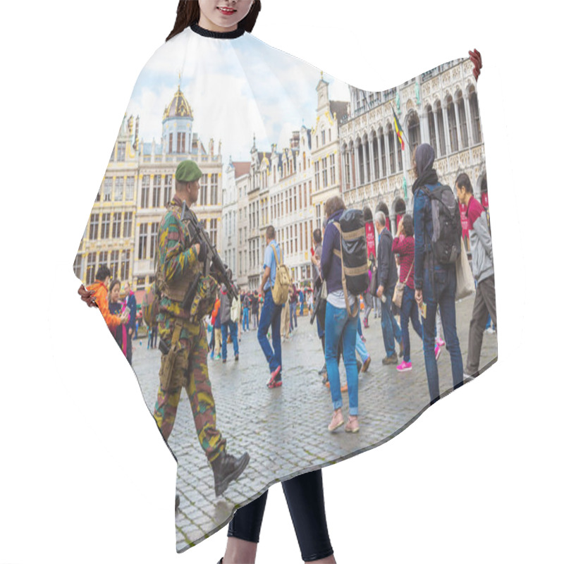 Personality  Belgium Army Patrolling In Brussels Hair Cutting Cape