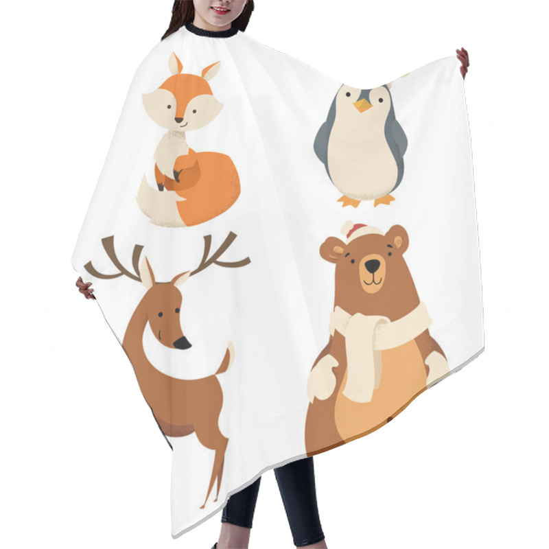 Personality  Set Of Cute Christmas Characters Hair Cutting Cape