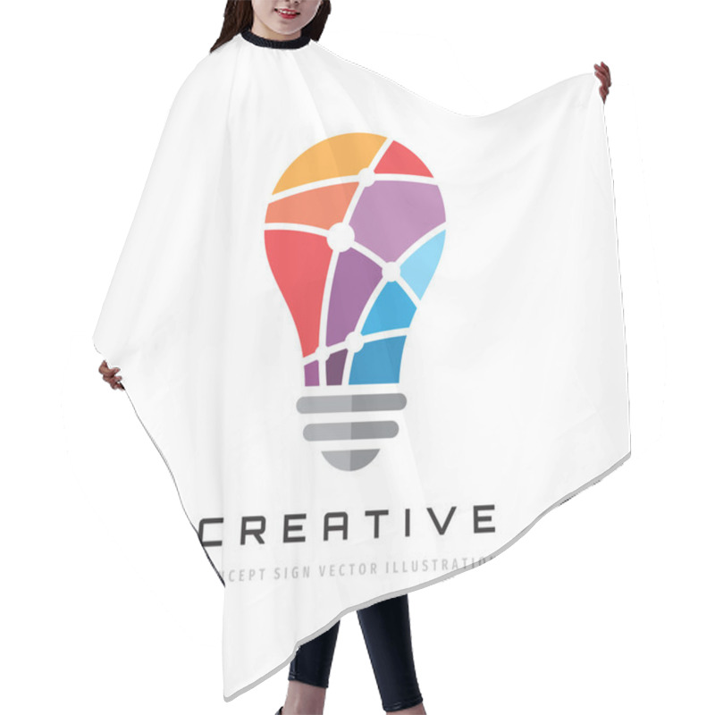 Personality  Creative Idea - Vector Logo Template Concept Illustration. Lightbulb Icon Design.  Hair Cutting Cape