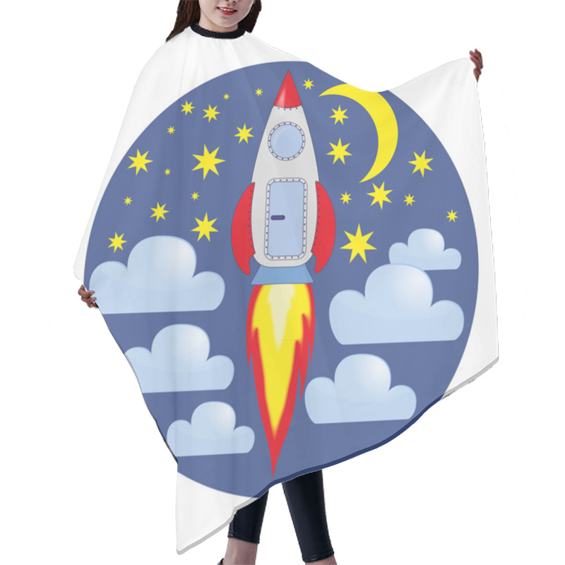 Personality  Rocket, Clouds, Stars, Moon Hair Cutting Cape