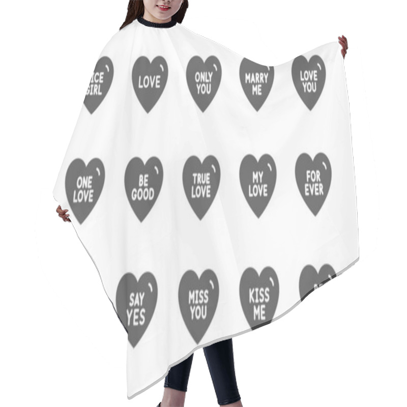 Personality  Sweet Heart Icons. Sweetheart For Valentines Day, Love Heart. Classic Set. Vector Hair Cutting Cape