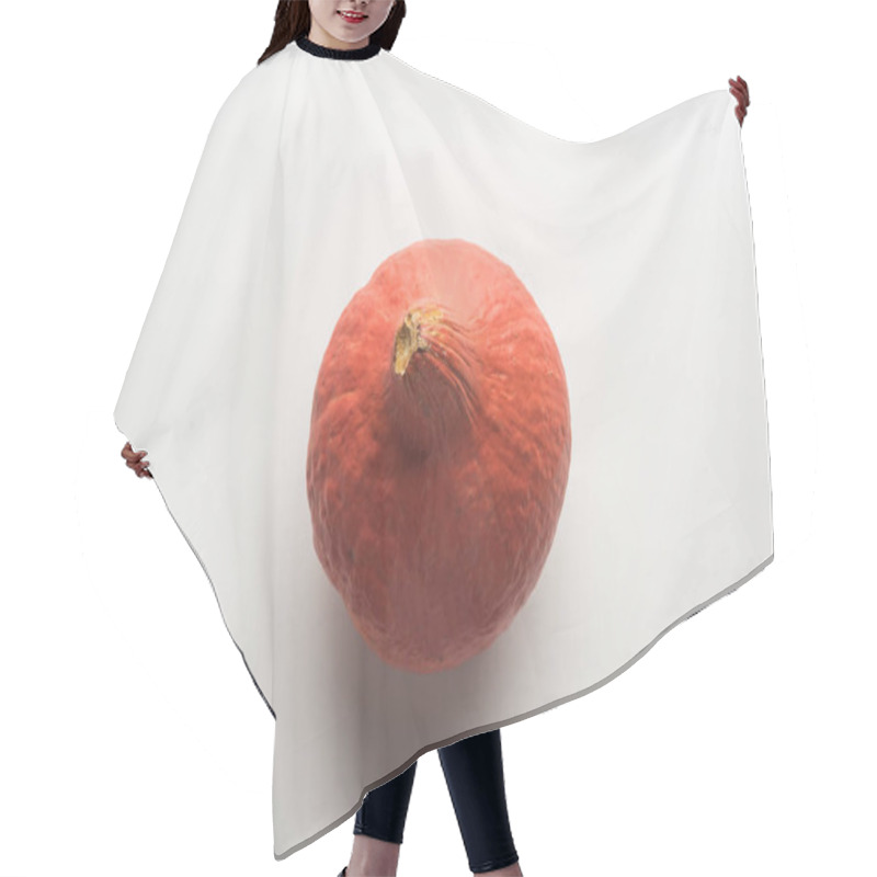 Personality  Top View Of Ripe Pumpkin On White Background Hair Cutting Cape