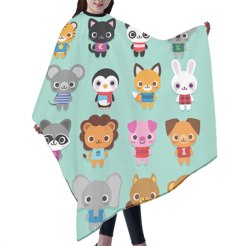 Personality  Set Of Cute Cartoon Animals Isolated Hair Cutting Cape