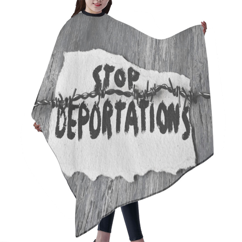 Personality  Barbed Wire And Text Stop Deportations Hair Cutting Cape