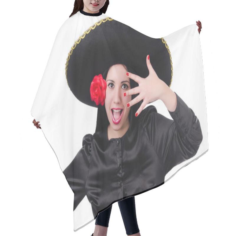 Personality  Mexican Woman Isolated On The White Background Hair Cutting Cape