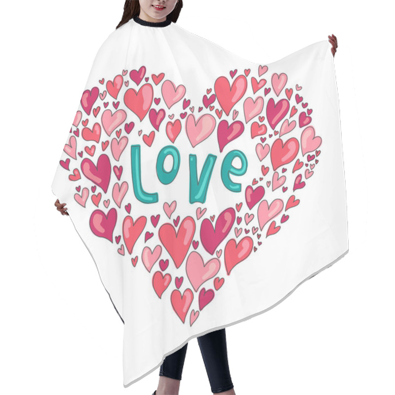 Personality  Love Heart Made Of Little Hearts Hair Cutting Cape