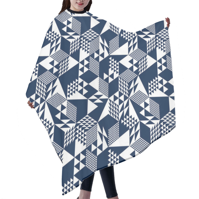 Personality  3D Cubes Seamless Pattern Vector Background, Rhombus And Triangles Dimensional Blocks, Architecture And Construction, Geometric Design. Hair Cutting Cape