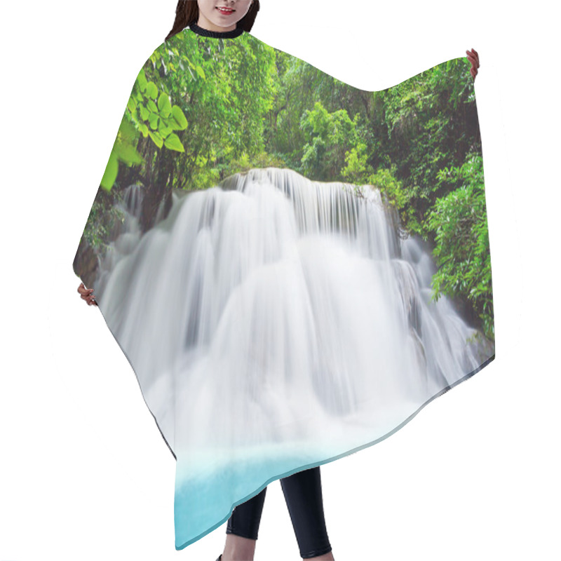 Personality  Water Fall , Hua Mae Kamin Level 3 Kanchanaburi Thailand Hair Cutting Cape