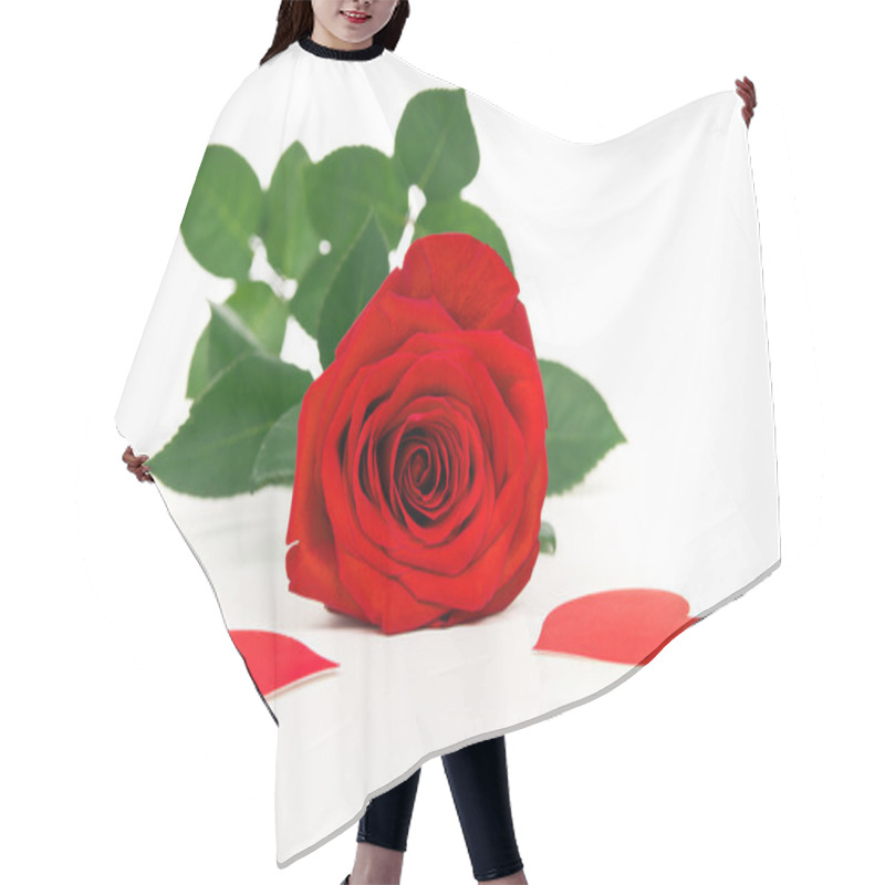 Personality  Flower Red Rose With Hearts Isolated Hair Cutting Cape