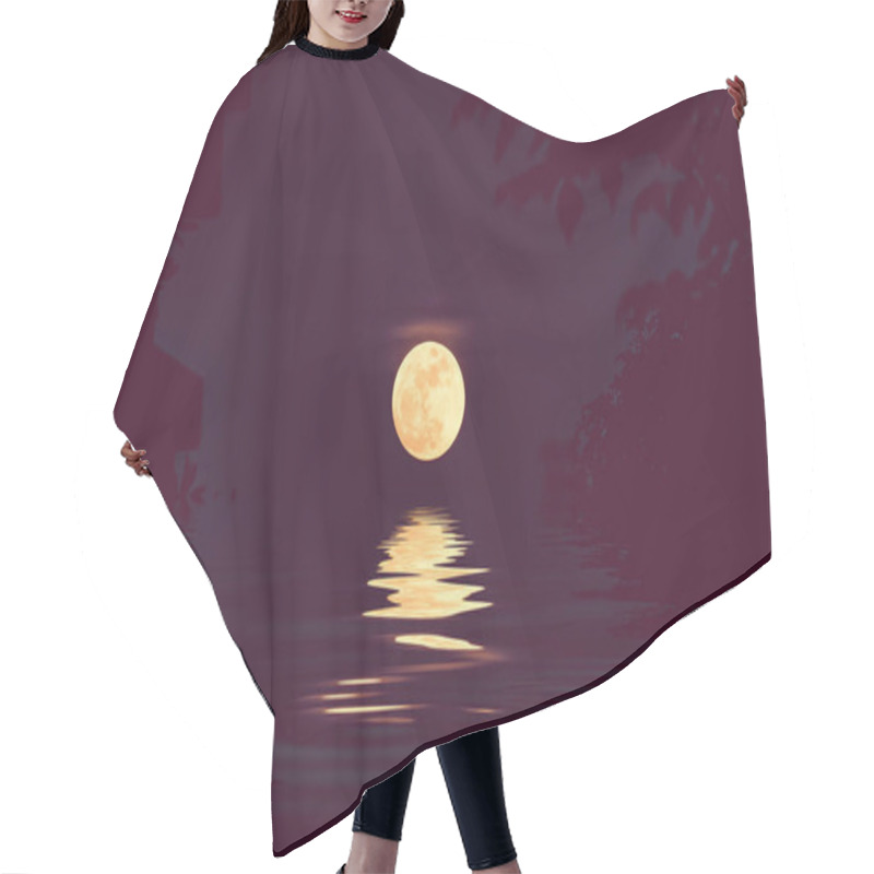 Personality  Abstract Moon Over Water Background Hair Cutting Cape