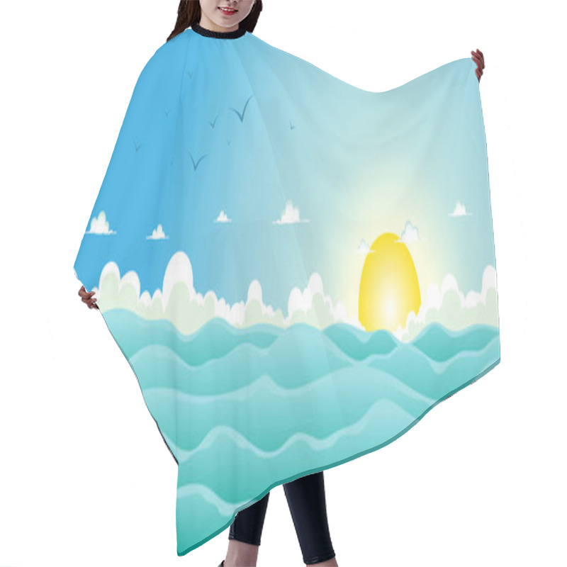 Personality  Summer Ocean Background Hair Cutting Cape