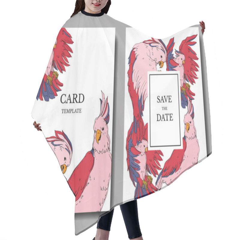 Personality  Vector Sky Bird Cockatoo In A Wildlife. Black And White Engraved Hair Cutting Cape