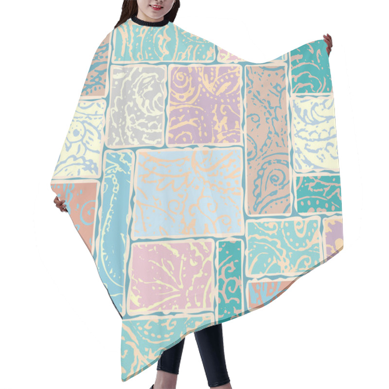 Personality  Grunge Paisley Pattern In Collage Patchwork Style. Hair Cutting Cape