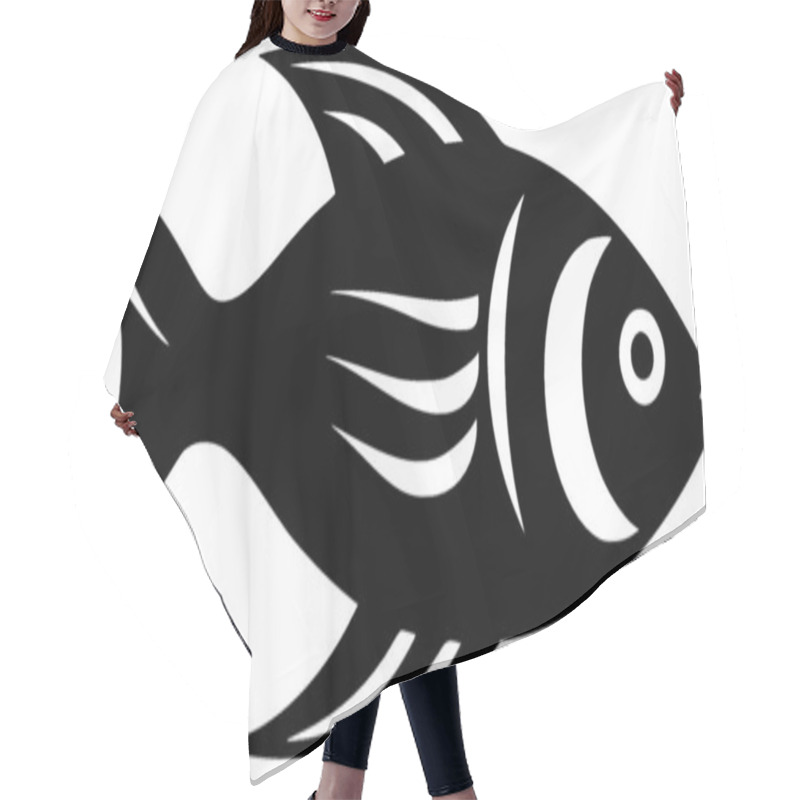 Personality  Fish - Black And White Isolated Icon - Vector Illustration Hair Cutting Cape