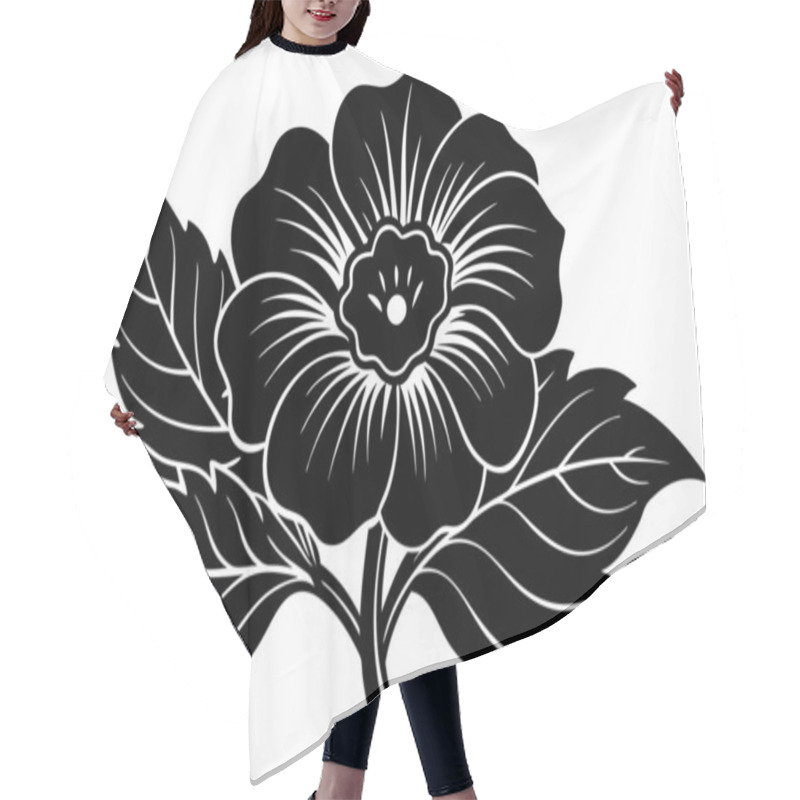 Personality  Elegant Black And White Flower Design For Decorative Hair Cutting Cape