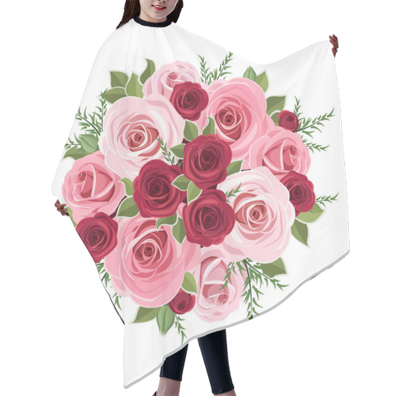 Personality  Roses Bouquet. Vector Illustration. Hair Cutting Cape