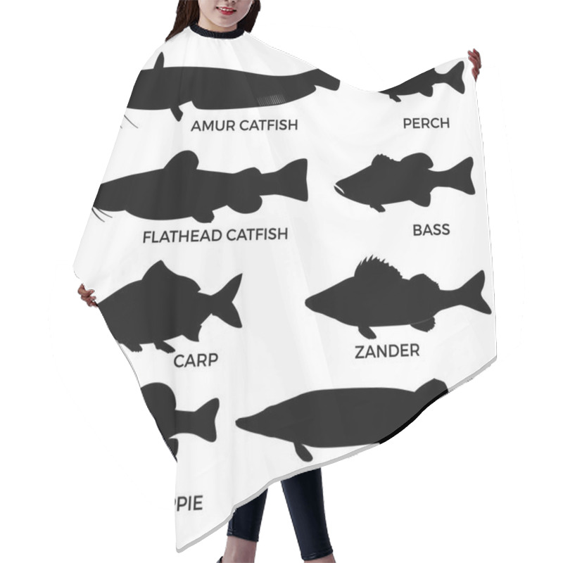 Personality  Silhouettes Of Freshwater Fishes Hair Cutting Cape