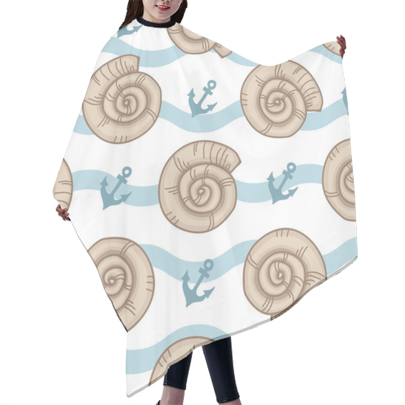 Personality  Seamless Pattern With Seashells Hair Cutting Cape