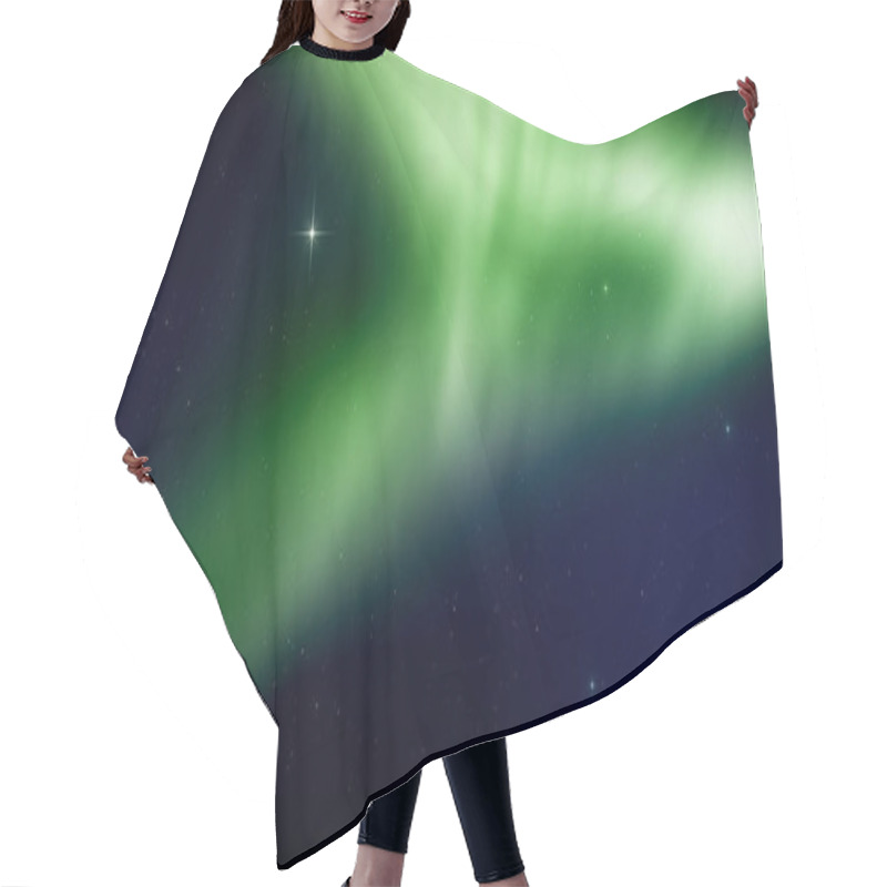 Personality  Green Northern Lights And Many Bright Stars In The Night Sky Hair Cutting Cape