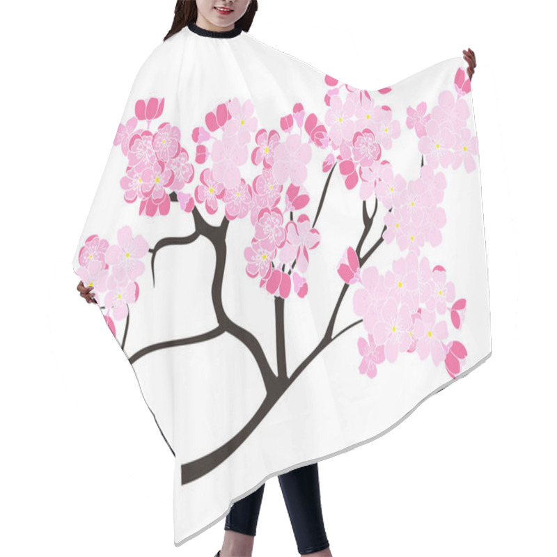 Personality  Free Hand Sakura Flower Vector Set, Beautiful Line Art Peach Blossom  Hair Cutting Cape