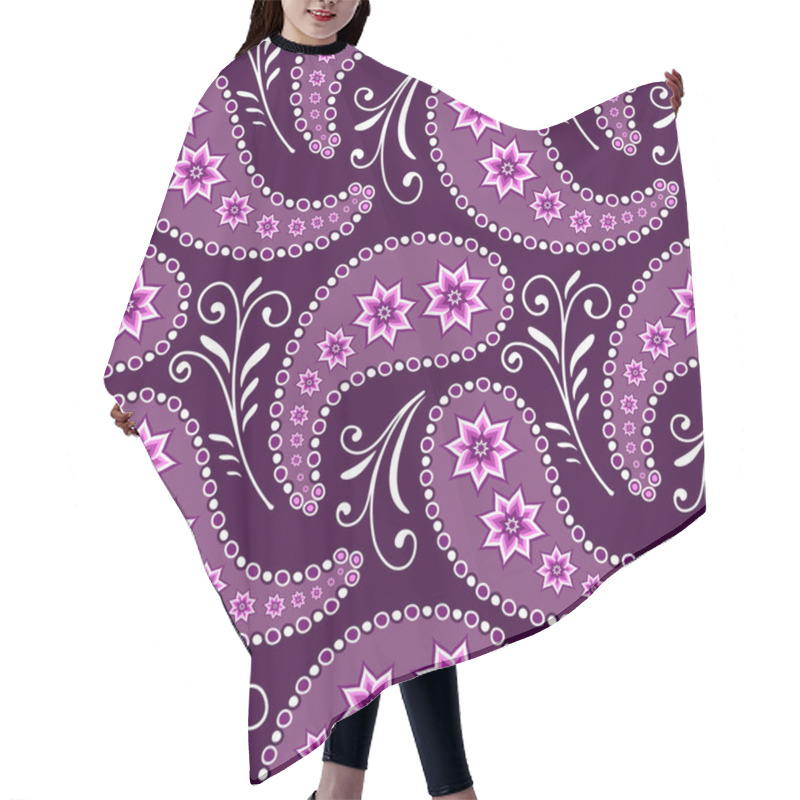 Personality  Seamless Violet Floral Pattern With Paisleys And Flowers(vector) Hair Cutting Cape