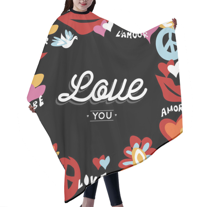 Personality  Valentine Day Retro Design With Love Text Hair Cutting Cape