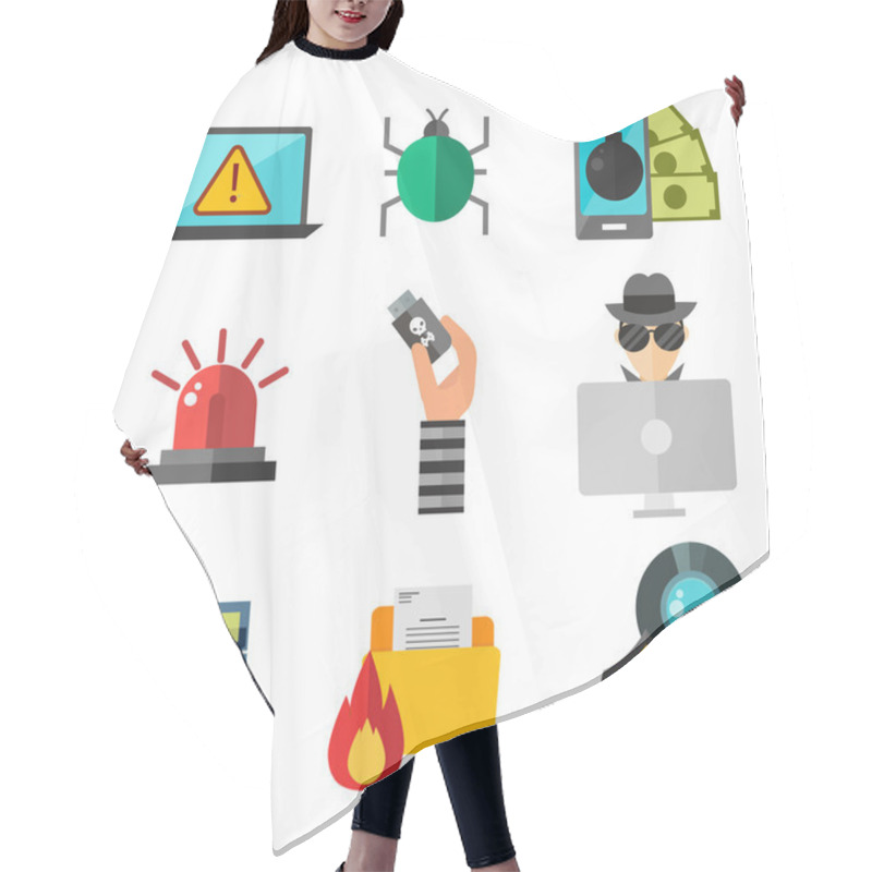 Personality  Internet Safety Icons Isolated Hair Cutting Cape