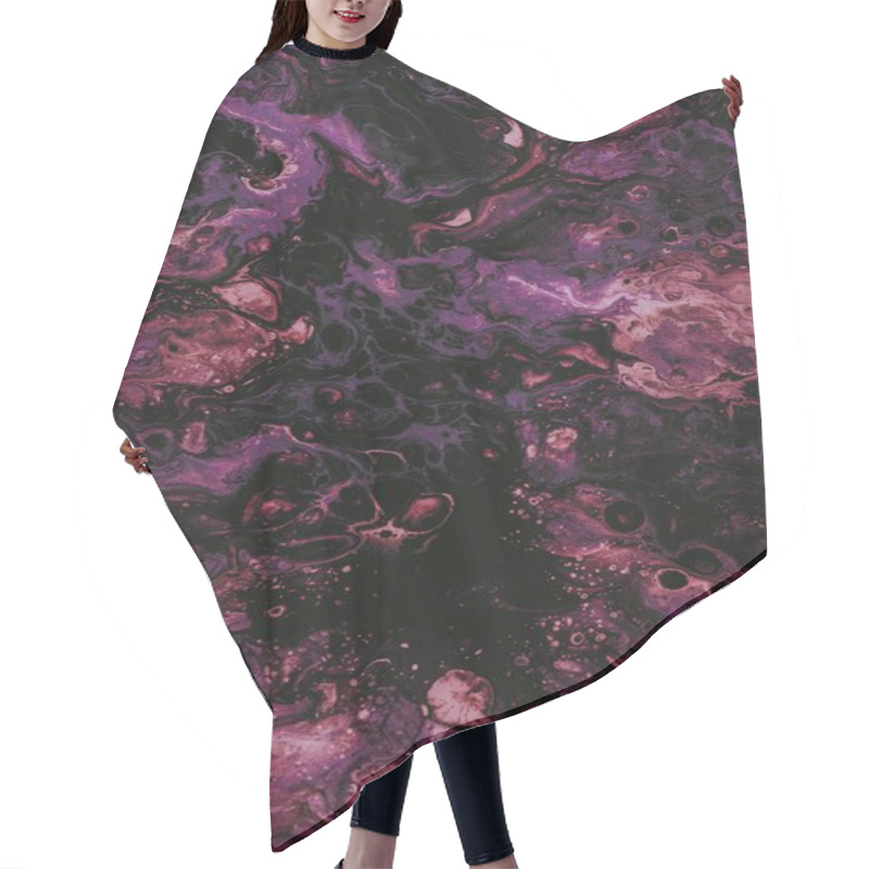 Personality  Abstract Art Featuring Vibrant Purple And Black Fluid Patterns. Hair Cutting Cape