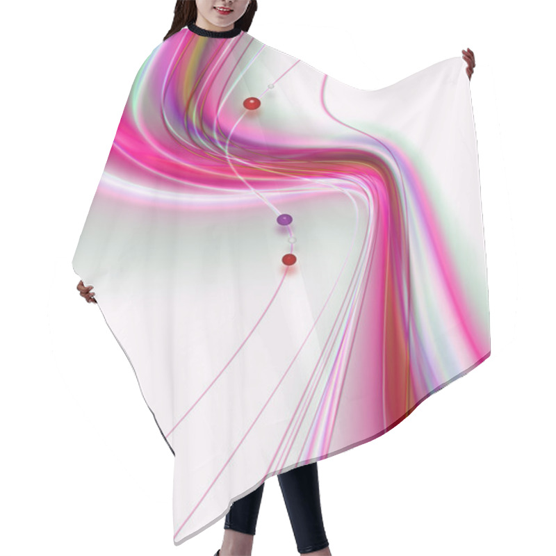 Personality  Delicate Lines With Balls And Pink Curved Lines On A White Background Hair Cutting Cape