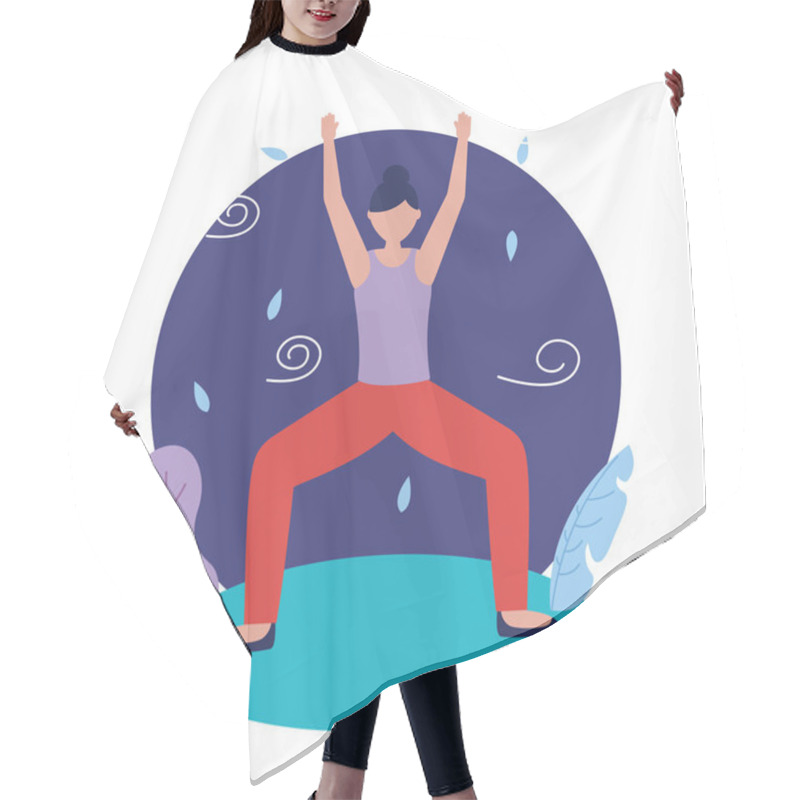 Personality  Girl Doing Yoga Pose Vector Design Hair Cutting Cape