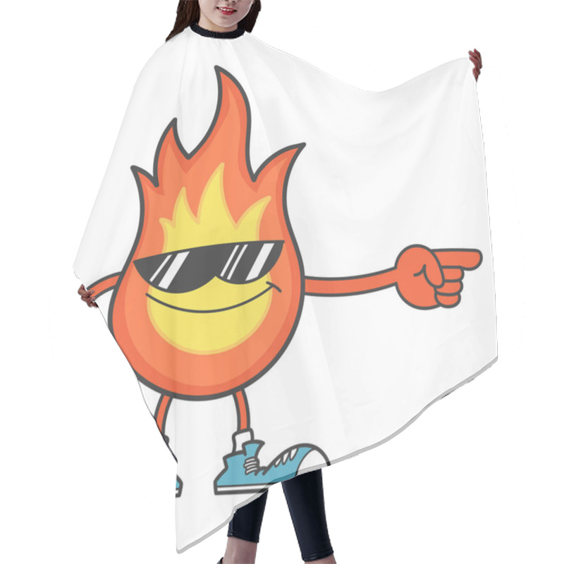 Personality  Smiling Fireball With Sunglasses Cartoon Giving The Middle Fingers Isolated On White Hair Cutting Cape