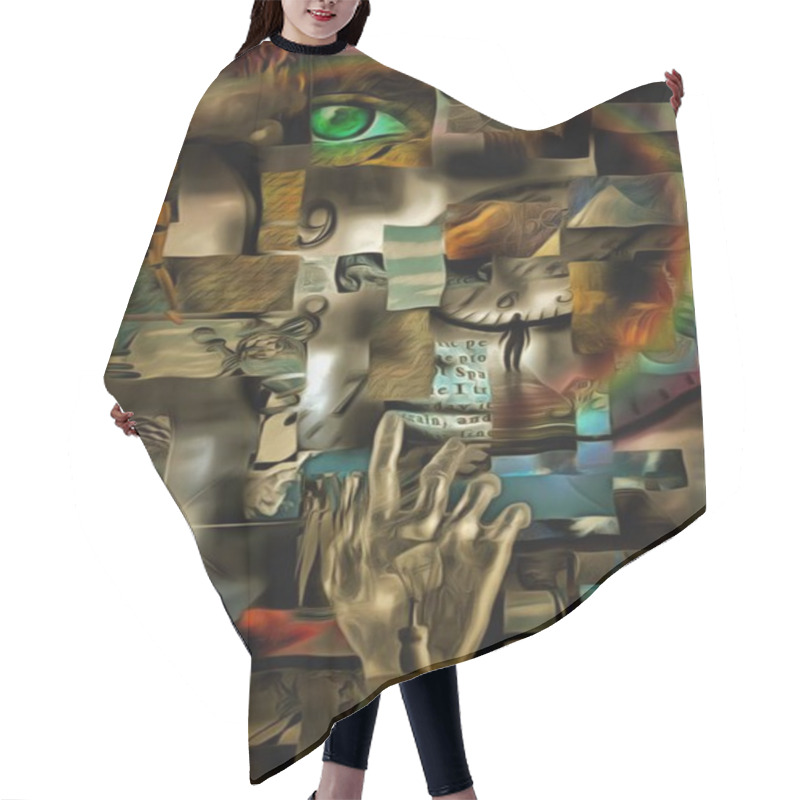 Personality  Fragmented Human Abstract With Human Hand Light Bulb Hair Cutting Cape