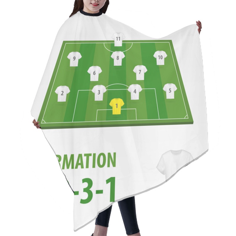 Personality  Football Players Lineups, Formation 4-2-3-1. Soccer Half Stadium Hair Cutting Cape