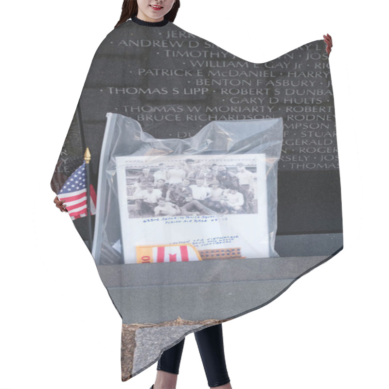 Personality  Photograph And American Flag Left As Tributes At The Vietnam Vet Hair Cutting Cape