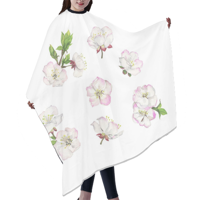 Personality  Beautiful Spring Flowers Illustration On White Backdrop Hair Cutting Cape