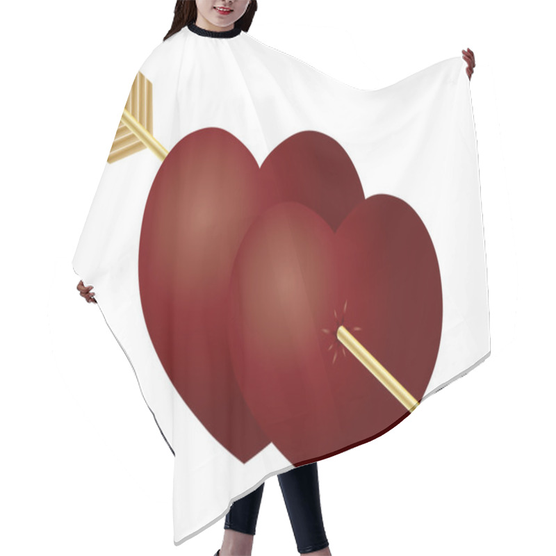 Personality  Valentines Day Double Hearts With Arrow Hair Cutting Cape