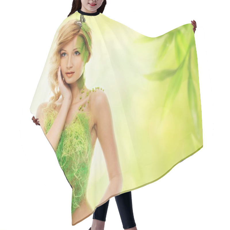 Personality  Beautiful Young Woman In Conceptual Spring Costume With Butterfly  Hair Cutting Cape