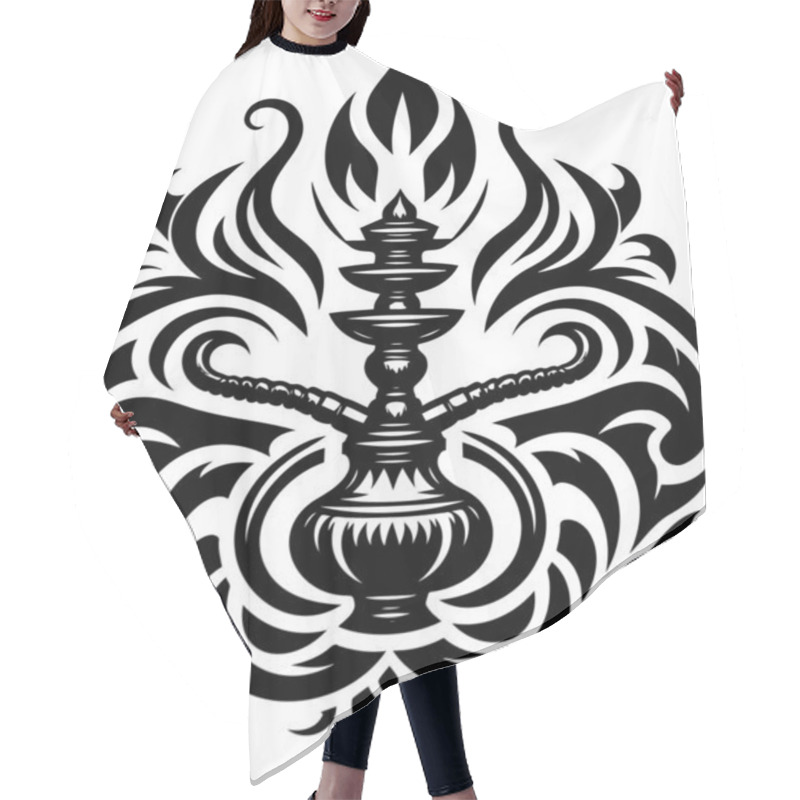 Personality  Elegant Hookah With Floral Patterns In Minimalist Stencil Design Hair Cutting Cape