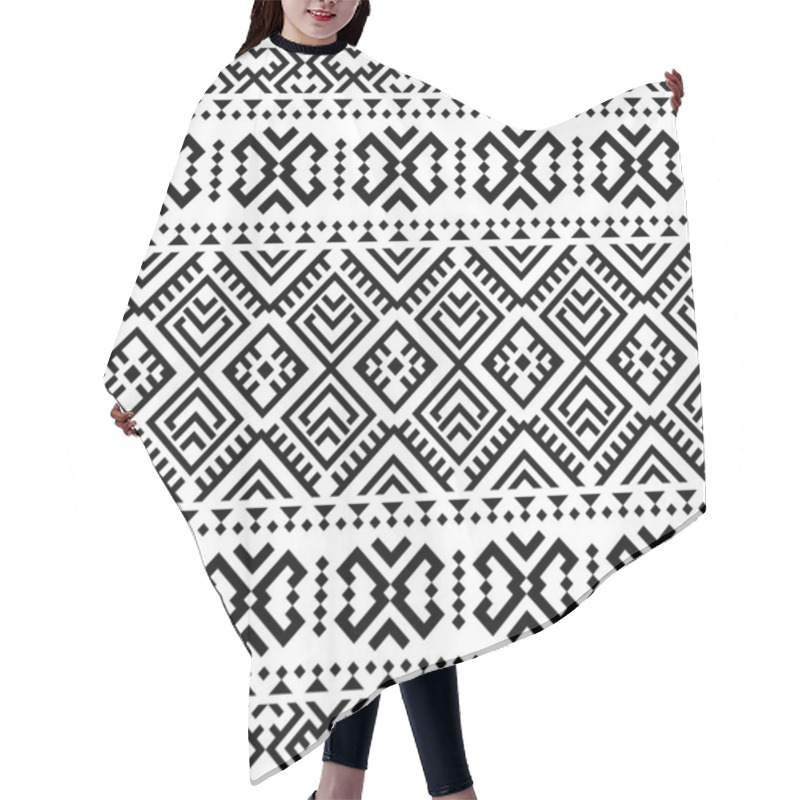 Personality  Tribal Ethnic Vector Texture. Seamless Striped Pattern In Aztec Style Hair Cutting Cape