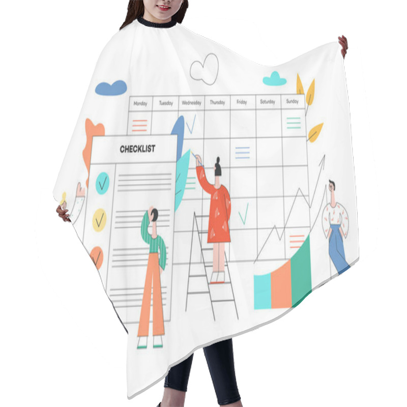 Personality  Vector Flat Colleagues At Planning Meeting Tasks Hair Cutting Cape