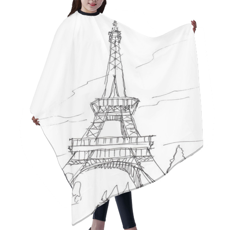 Personality  Eiffel Tower Doodle Sketch Hair Cutting Cape